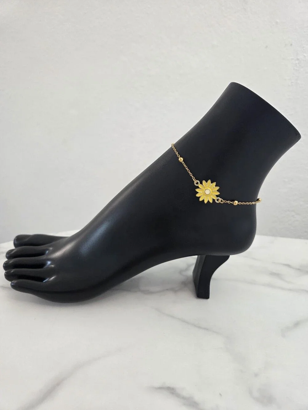 Gold Plated Sunflower Anklet Beaded Chain Dainty Boho Jewelry Foot Chain